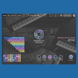 Nightfox Audio「Grand Piano Suite」13台のピアノから生まれた11種の音色とシンセ並みの自由な音作りで、あなたの楽曲に新たな表現力を！リアルと創造性を極めたハイブリッドピアノ音源｜DTMプラグインセール