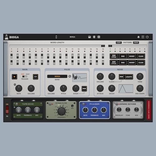 AudioThing「B00GA」0.1Hzから5kHzまで可変する二重シーケンサーが生み出すマイクロサウンドの世界！ミニマルなリズムから重厚なドローンまでを紡ぐ実験的リズム&トーン生成プラグイン｜DTMプラグインセール
