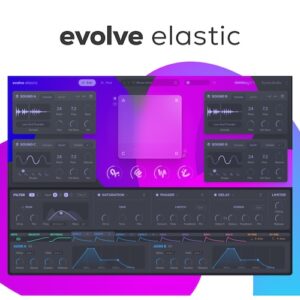 Excite Audio「Evolve Elastic」エラスティック（弾性）の遊び心が生み出す未来的サウンド変容！250以上の音源を4レイヤーで自在に操り、予測不可能な音色へと変貌させるサンプルベース・シンセサイザー｜DTMプラグインセール