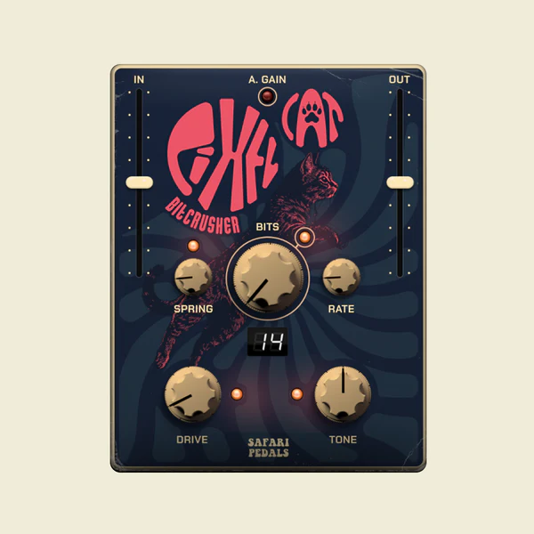 Safari Pedals「Pixel Cat」ざらつきと空間が同居するローファイ系ビットクラッシャー！音に奥行きとレトロな個性を加えたい人におすすめの多機能エフェクトプラグイン｜DTMプラグインセール