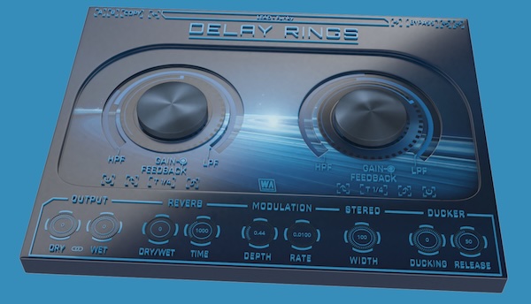 W. A. Production「Delay Rings」単純なエコーを超えた三次元空間演出！2つの独立したディレイが複雑な渦巻きパターンを織りなし、サウンドをリスナーの周囲に絶え間なくリズミカルに旋回させる次世代ダイナミック・ディレイエンジン｜DTMプラグインセール