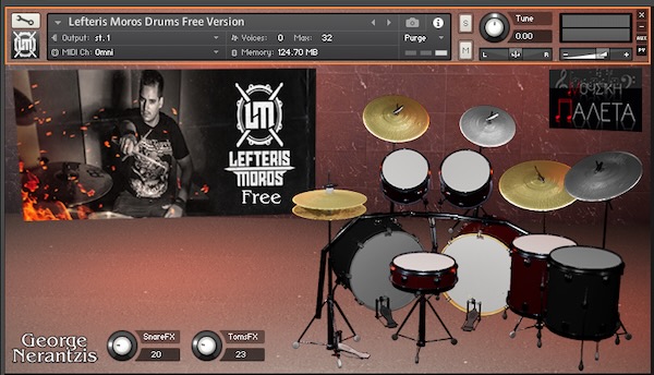 George Nerantzis「Lefteris Moros Drumpack vol.1 (Free Version)」リアルな打感・3段階ベロシティ・4ラウンドロビン搭載!プロのドラマーとエンジニアが手がけたリアルなドラム音源|DTMプラグインセール