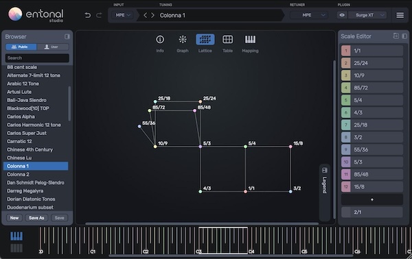 Node Audio「Entonal Studio」あなたの愛用シンセサイザーを微分音楽器に変える直感的なチューニング革命！放射状グラフと柔軟なキーボードマッピングで個々の音程を簡単に調律し、VST/AU音源をホスティング可能な次世代マイクロトーナル・プラグイン｜DTMプラグインセール