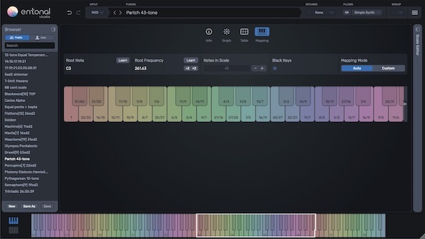 Node Audio「Entonal Studio」あなたの愛用シンセサイザーを微分音楽器に変える直感的なチューニング革命！放射状グラフと柔軟なキーボードマッピングで個々の音程を簡単に調律し、VST/AU音源をホスティング可能な次世代マイクロトーナル・プラグイン｜DTMプラグインセール