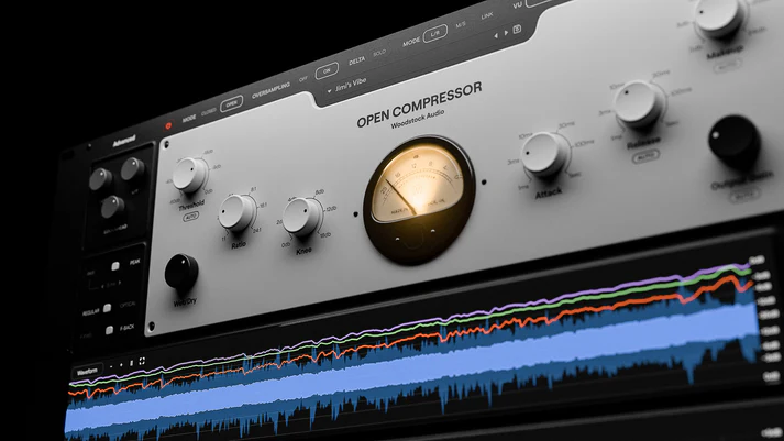 Woodstock Audio「Open Compressor」コンプレッサーの内部構造を完全に可視化し、ダイナミクス処理の技術を深く理解する！クリッピング、リミッティング、オートスレッショルドで99%の状況に対応する万能コンプレッサー｜DTMプラグインセール