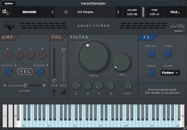 Venus Theory「auras:lichen」Soma Terraの唯一無二な有機的サウンドを完全再現した、実験的かつ直感的に操作できる無料テクスチャ音源｜DTMプラグインセール
