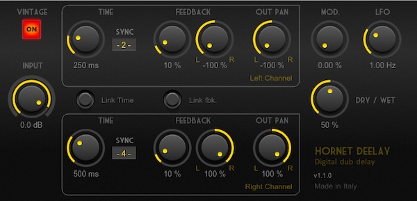 HoRNet Plugins「HoRNet DeeLay」ローファイなザラつきと予測不能なグリッチ感を1台で実現！12ビットのビンテージ感・無限ループ・LFO揺れが自由自在の、定番ディレイに飽きた人にこそおすすめの変化系プラグイン｜DTMプラグインセール