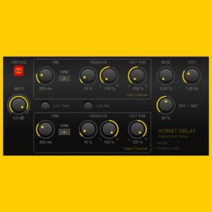 HoRNet Plugins「HoRNet DeeLay」ローファイなザラつきと予測不能なグリッチ感を1台で実現！12ビットのビンテージ感・無限ループ・LFO揺れが自由自在の、定番ディレイに飽きた人にこそおすすめの変化系プラグイン｜DTMプラグインセール