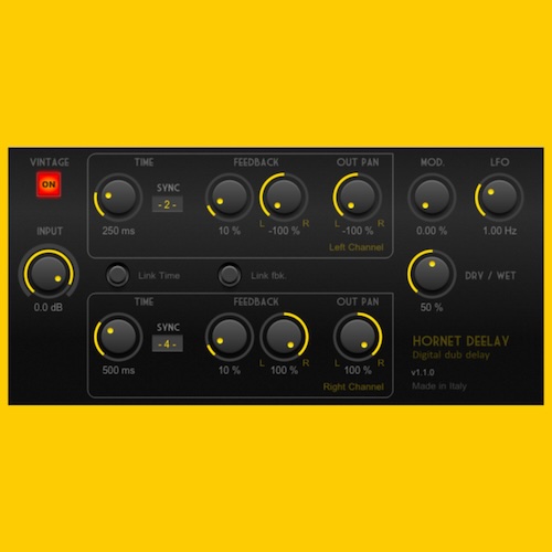 HoRNet Plugins「HoRNet DeeLay」ローファイなザラつきと予測不能なグリッチ感を1台で実現！12ビットのビンテージ感・無限ループ・LFO揺れが自由自在の、定番ディレイに飽きた人にこそおすすめの変化系プラグイン｜DTMプラグインセール