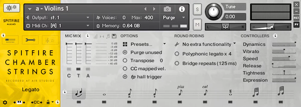 Spitfire Audio「Spitfire Chamber Strings」AIRスタジオの名門ホールで収録された16人の一流奏者による244種類のアーティキュレーション ー シンフォニーオーケストラを超える緻密さと、3つのマイク・ポジションが捉えた親密で温かみのあるワイドスクリーン・サウンドを実現するチェンバー・ストリングス音源の決定版｜DTMプラグインセール
