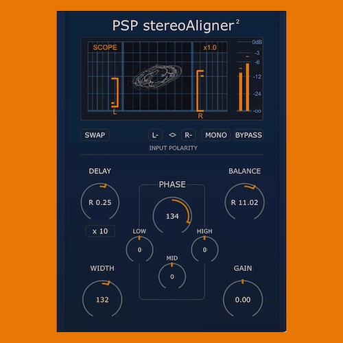 PSP Audioware「PSP StereoAligner2」あらゆるデュアルチャンネル録音のステレオイメージを補正・洗練させる！ステレオマイク録音、ミックス修復、クリエイティブなステレオシェイピングに最適な、完全なステレオイメージ構築ツールキット｜DTMプラグインセール