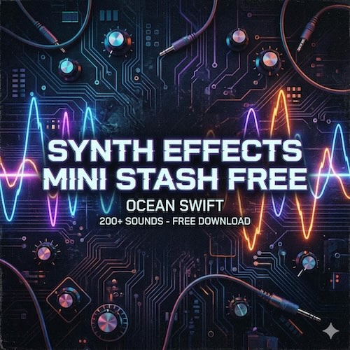 Ocean Swift Synthesis「Synth Effects Mini Stash」グリッチ、ザップ、ノイズ、ヒット音…YamahaやRoland、Eurorackなど名機から収録された即戦力のシンセFXが無料配布！DTMプラグインセール