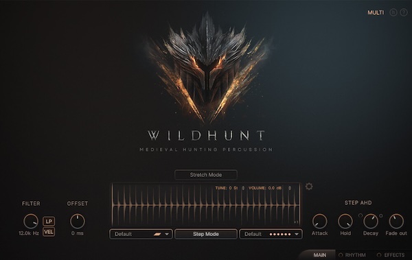 Keepforest 「Wildhunt – Medieval Hunting Percussion」緊張感溢れるテクスチャー ー リコシェット・ストライクからトーナル・ヴァイブレーション、共鳴するプラック、オーガニック・パーカッションまで、最大8マイク・アレイで捉えたパルス駆動型レイヤリングに最適化されたリズムエンジン搭載の演奏可能な楽器音源｜DTMプラグインセール