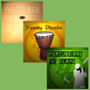 Yummy Beats「WoodBox SoundPack、Yummy Djembe、Yummy Percussions & Claps」フォークからヒップホップ、Lo-fi、エスニックまで活躍する、自然で有機的な打楽器音源3製品！音に温もりと人間味を加える制作のマストアイテム｜DTMプラグインセール