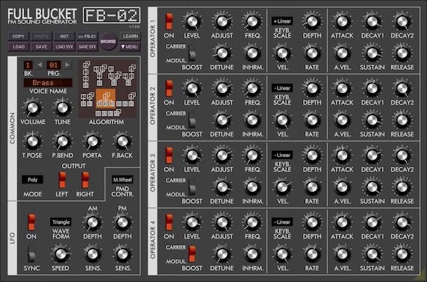 Full Bucket Music「FB-02」1986年に登場したYAMAHAの名機"FB-01"のFMサウンドを、無料で完全再現したソフト音源｜DTMプラグインセール