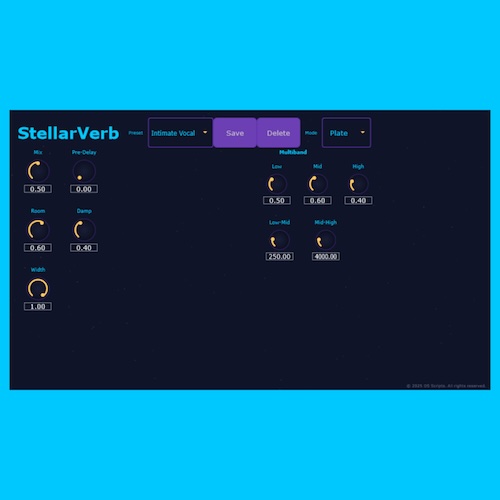 Desypher「StellarVerb」無料×高機能×超シンプル！プレート・ホール対応、マルチバンド処理搭載の万能リバーブ｜DTMプラグインセール