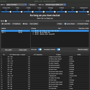Erik Nieuwlands「Merik – MIDI Setlist Player & Mixer」面倒なセットリスト管理、曲ごとの音量調整、歌詞の表示まで、ライブ現場に必要なすべてを1つに詰め込んだ、マウス不要・直感操作・超軽量のMIDIプレイヤー｜DTMプラグインセール