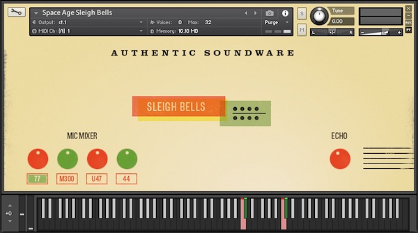 Authentic Soundware「Space Age Sleigh Bells」レトロなジングルベルの音色と4種類のマイクで本格的なホリデーサウンドを実現する高品質無料音源|DTMプラグインセール