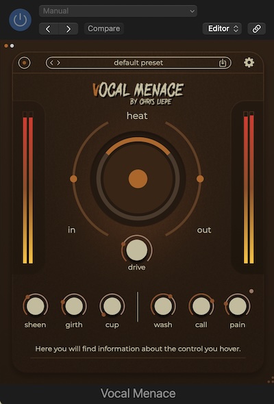 My Musical Voice「VOCAL MENACE」ボーカルの存在感、エッジ、空気感まですべてを操れる！無料で使える最強ボーカル用エフェクトプラグイン｜DTMプラグインセール