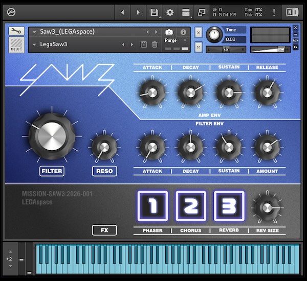 LEGAspace「saw3」偶然から生まれた奇跡の音色!Mininovaをサンプリングして作られたKontakt対応シンセ音源|DTMプラグインセール