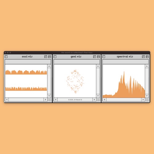 24 Wavell St「the sound viz collection」音の波形・ステレオ感・周波数をリアルタイムで“見える化”できる、Mac風レトロデザインが美しい無料オーディオビジュアライザー｜DTMプラグインセール