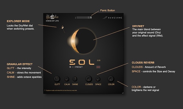 Dawesome「SOL」粒子のような音の広がりと深みを生み出すグラニュラーエンジン×CLOUDSリバーブの圧倒的表現力!幻想的なサウンドスケープを創造する次世代ツール|DTMプラグインセール