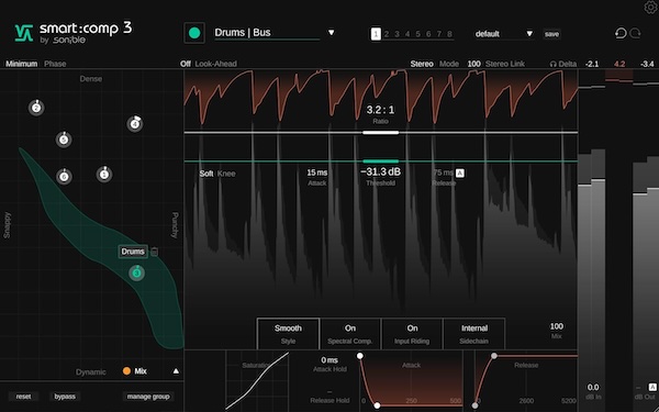 sonible「smart:comp 3」スペクトラル・コンプレッション技術を使用し、周波数スペクトラム全体にリアルタイムで高解像度のゲインリダクションを分配!手動のマルチバンドセットアップを必要とせず、明瞭性とバランスを維持するAIコンプの最新版|DTMプラグインセール