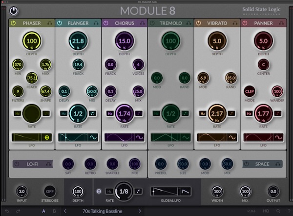 Solid State Logic「SSL Module8」6つのクラシック・モジュレーション・エフェクトとクリエイティブなLo-Fi&Spaceモジュールを搭載した、オーディオ・プロダクション必須のFXラック・プラグイン｜DTMプラグインセール