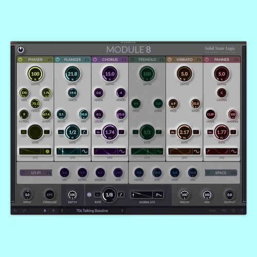 Solid State Logic「SSL Module8」6つのクラシック・モジュレーション・エフェクトとクリエイティブなLo-Fi&Spaceモジュールを搭載した、オーディオ・プロダクション必須のFXラック・プラグイン｜DTMプラグインセール