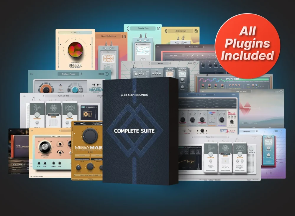 Karanyi Sounds「Complete Suite」1500以上の即戦力プリセット、AIアシストによるスマートな音作り、全DAW対応の汎用性!全16種の楽器&エフェクトを1つに凝縮した最強音源&エフェクト集|DTMプラグインセール