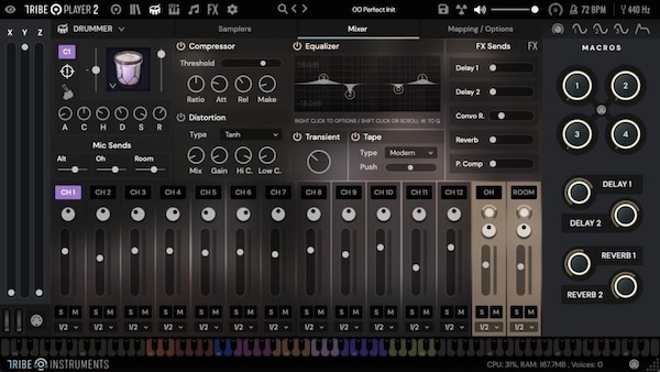 Tribe Instruments「South American Percussion Bundle」ラテン音楽、映画BGM、エレクトロにも活用できる！コロンビア現地収録の民族打楽器と180種以上のMIDIリズムが楽曲を変える、南米の伝統打楽器をリアルに収録したVST音源｜DTMプラグインセール