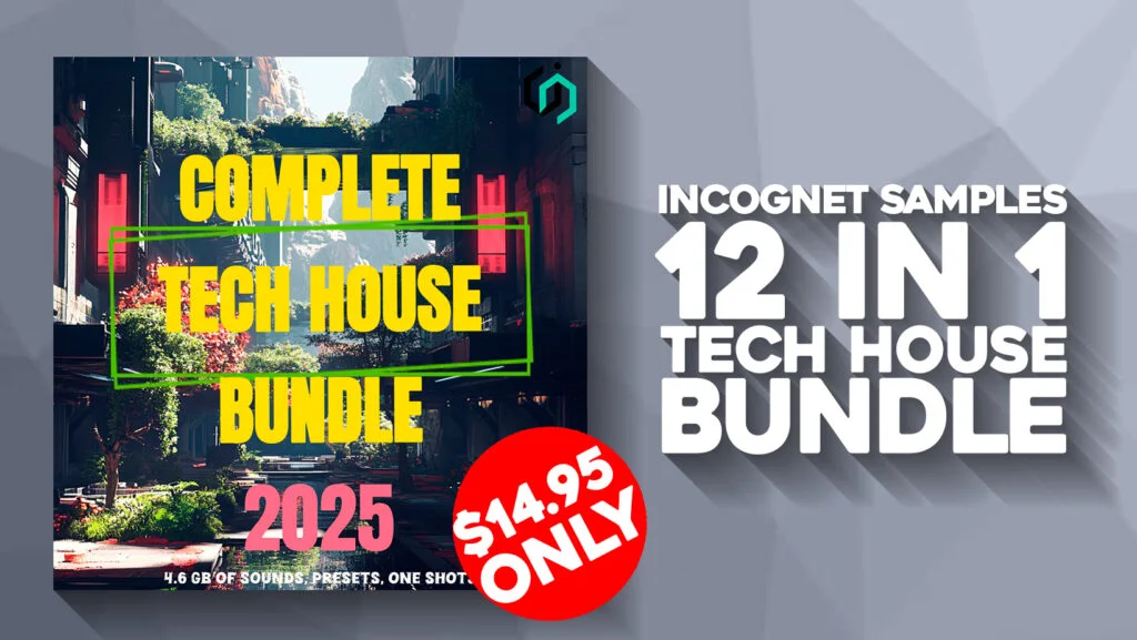 Incognet Samples「Complete Tech House Bundle 2025」12のベストセラーパックを1つに凝縮!プロ仕様3,800以上のサウンド・MIDI・プリセットが収録された、テックハウス・グルーヴ・プログレッシブ系まで幅広くカバーするテックハウス制作の決定版バンドル|DTMプラグインセール