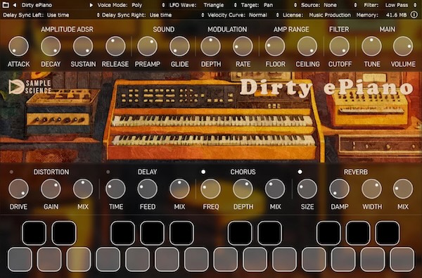 SampleScience「Dirty ePiano」テープ録音されたローファイなサウンドで70年代のテレビジングルやブーンバップ系ビートに最適なエレクトリックピアノ音源|DTMプラグインセール