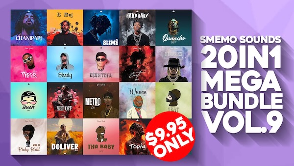 Smemo Sounds「20in1 Mega Bundle Deal Vol. 9」TrapやDrillのビートを量産したい人必見!100キット・10GB超えの高品質素材が詰まった万能サウンドバンドル|DTMプラグインセール