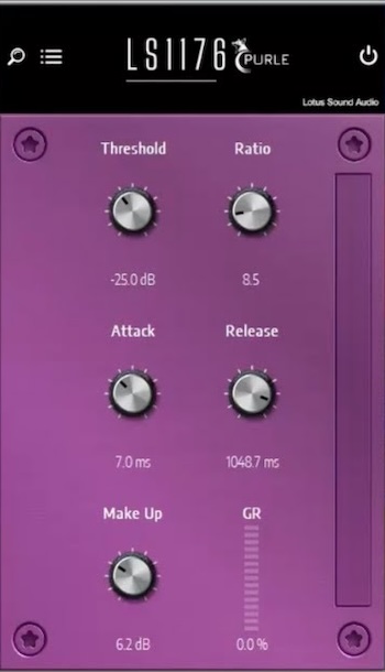 LOTUS SOUND AUDIO「LS 1176 PURPLE」サウンドに圧倒的なパンチと迫力を加え、ダイナミクスを完全に制御！伝説の1176コンプレッサーを忠実に再現した強力プラグイン｜DTMプラグインセール