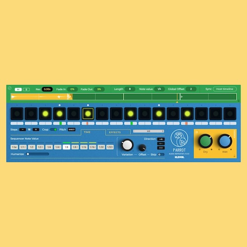 Klevgrand「Parrot」入力されたオーディオの小さなスライスがループの一部となり、パラメータを調整するたびに自らを再形成し続け、生き生きとしたパターンを作成するリピーター系エフェクト｜DTMプラグインセール