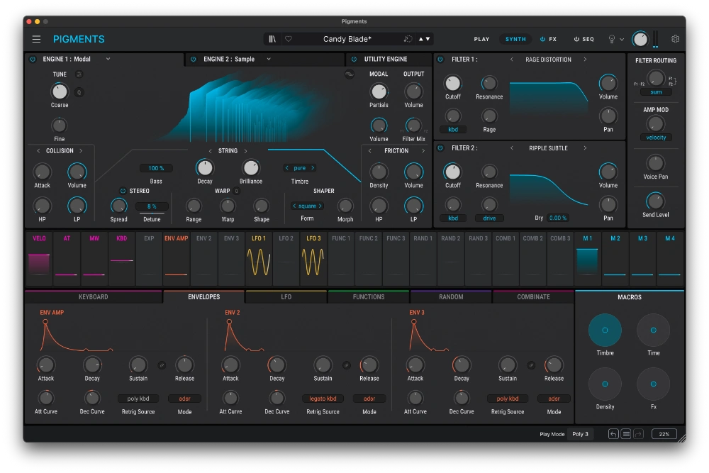 Arturia「Pigments 7」6つの最先端シンセシス・エンジンをカラーコード化されたインターフェースで統合!簡単なドラッグ&ドロップモジュレーション、プレミアムFX、ジェネレーティブ・シーケンシングで無限のサウンドスペクトラムを探求する、パワフルなエンド・トゥ・エンド・シンセサイザー|DTMプラグインセール