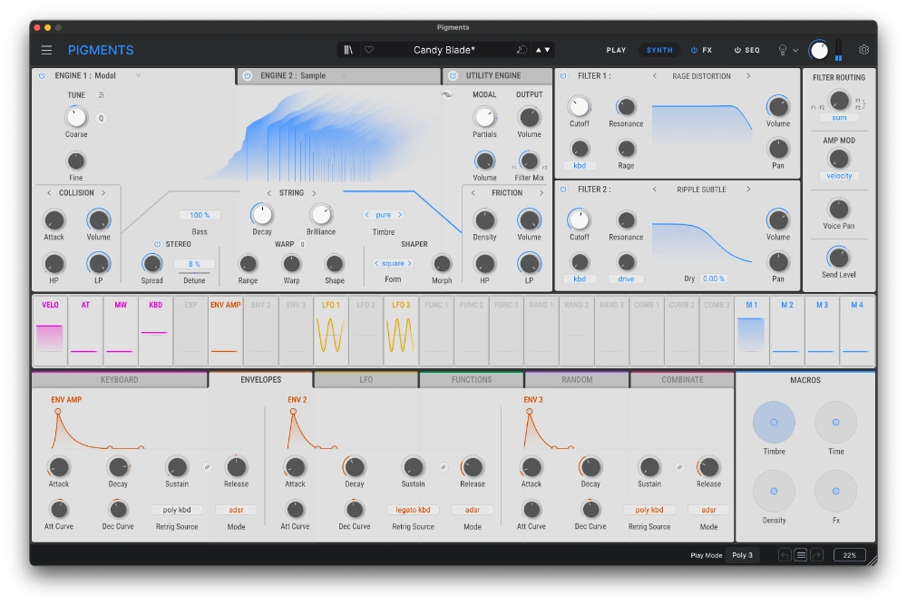 Arturia「Pigments 7」6つの最先端シンセシス・エンジンをカラーコード化されたインターフェースで統合!簡単なドラッグ&ドロップモジュレーション、プレミアムFX、ジェネレーティブ・シーケンシングで無限のサウンドスペクトラムを探求する、パワフルなエンド・トゥ・エンド・シンセサイザー|DTMプラグインセール
