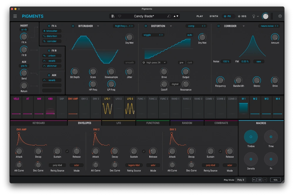 Arturia「Pigments 7」6つの最先端シンセシス・エンジンをカラーコード化されたインターフェースで統合!簡単なドラッグ&ドロップモジュレーション、プレミアムFX、ジェネレーティブ・シーケンシングで無限のサウンドスペクトラムを探求する、パワフルなエンド・トゥ・エンド・シンセサイザー|DTMプラグインセール