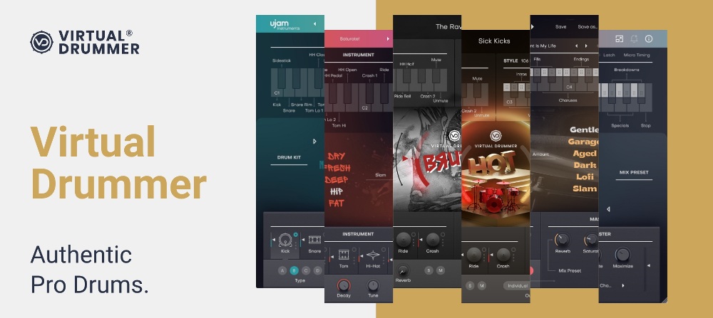 UJAM「Virtual Drummer 2 Bundle」ロック、ポップ、ソウル、ヒップホップまで完全対応！録音も打ち込みも不要でプロのグルーヴが誰でも手に入る7人のバーチャルドラマー｜DTMプラグインセール