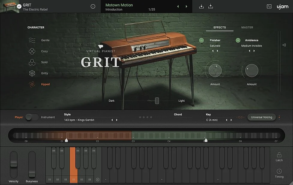 UJAM「Virtual Pianist GRIT」Wurlitzer 120が生み出す、荒々しく、大音量で、磨かれていない完璧なサウンド！ギターライクなリファーからドリーミーなインディー・コードベッドまで、望むサウンドのダイヤルインがかつてないほど簡単なエレピ音源｜DTMプラグインセール