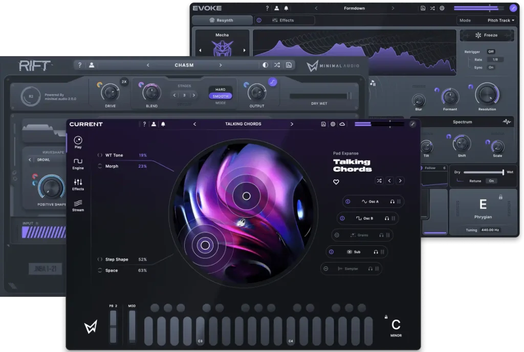 Minimal Audio「Advent Bundle」シンセ・ディストーション・ボーカル加工がこれひとつに！400以上の即戦力プリセット・最先端の音響処理・直感的操作で最強の制作環境が実現する3つのプラグインバンドル｜DTMプラグインセール
