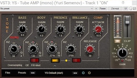 YS Plugins「YS - Tube AMP_v.1.0.0」ミックスに自然な倍音と深みを加えたい人必見！真空管アンプのような音質をプラグインで再現した無料サチュレーター｜DTMプラグインセール