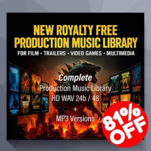 Hollywood Audio Design「27 in 1 Premium Complete Production Music Library」BGM選びにもう悩まない！全270曲フル尺・27ジャンル対応・WAV＋MP3付き、トレーラー・CM・ナレーション・ゲームにも即使える音楽ライブラリ｜DTMプラグインセール