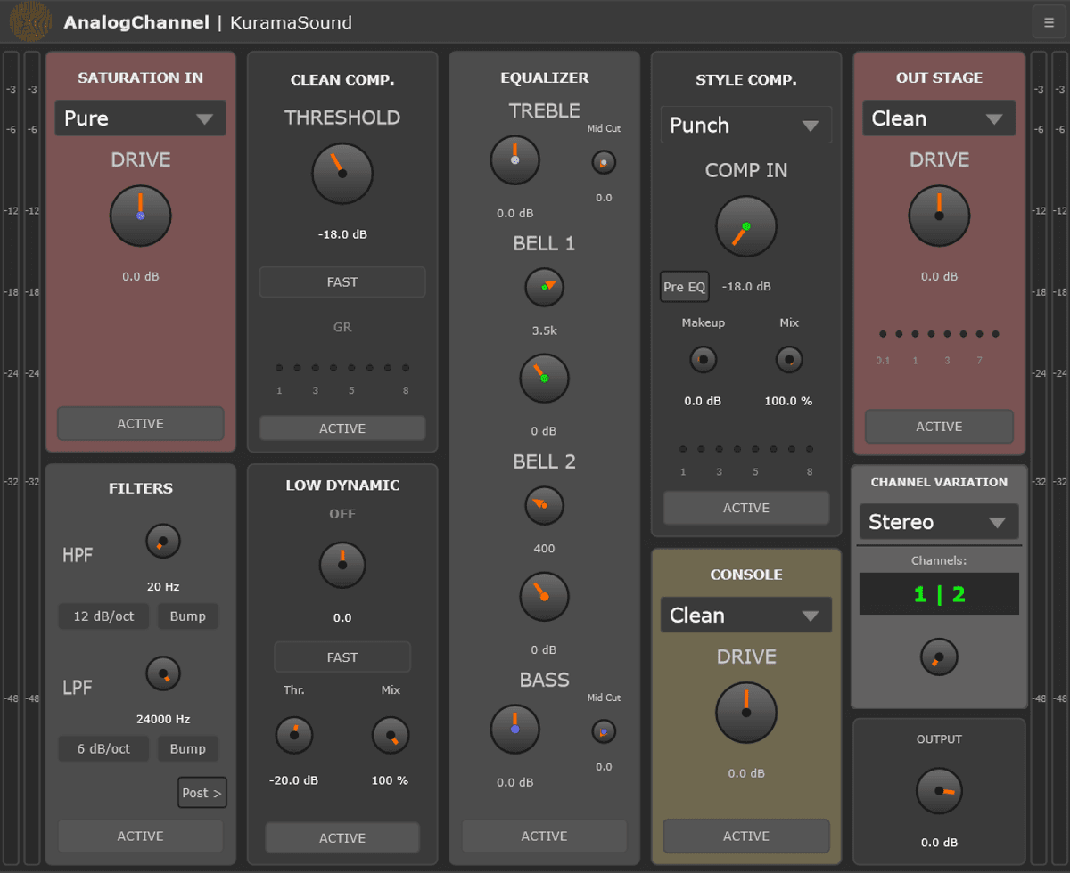 Filippo「AnalogChannel」EQ・コンプレッサー・アナログサチュレーション・コンソールエミュレーションまで網羅！音楽的ミックスを速く美しく仕上げる高機能チャンネルストリップ｜DTMプラグインセール