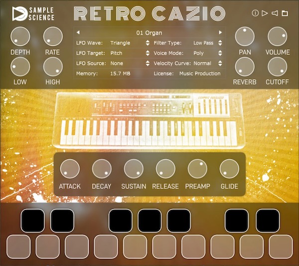 SampleScience「Retro Cazio」ローファイ・チップチューン・シンセポップ好き必見！1983年発売のトイキーボード"MT-100"の音色を高品質サンプリングで再現したレトロ音源｜DTMプラグインセール