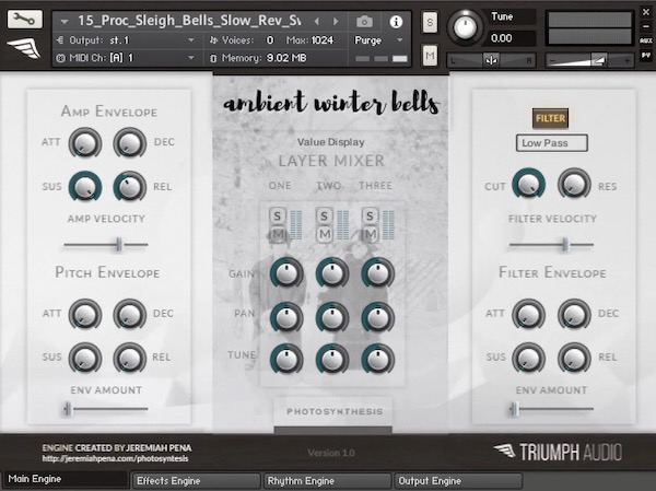 Triumph Audio「Ambient Winter Bells」リアルなベルと幻想的な音が共存！4種のベル×15パッチ×直感操作で作曲がはかどる、冬の雰囲気を一瞬で演出できる音源｜DTMプラグインセール