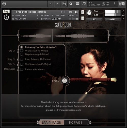 Sonuscore「Ethnic Flute Phrases」リアルな民族フルートを100種類以上のフレーズで収録！アジアの風を感じるライブ演奏フレーズ音源｜DTMプラグインセール