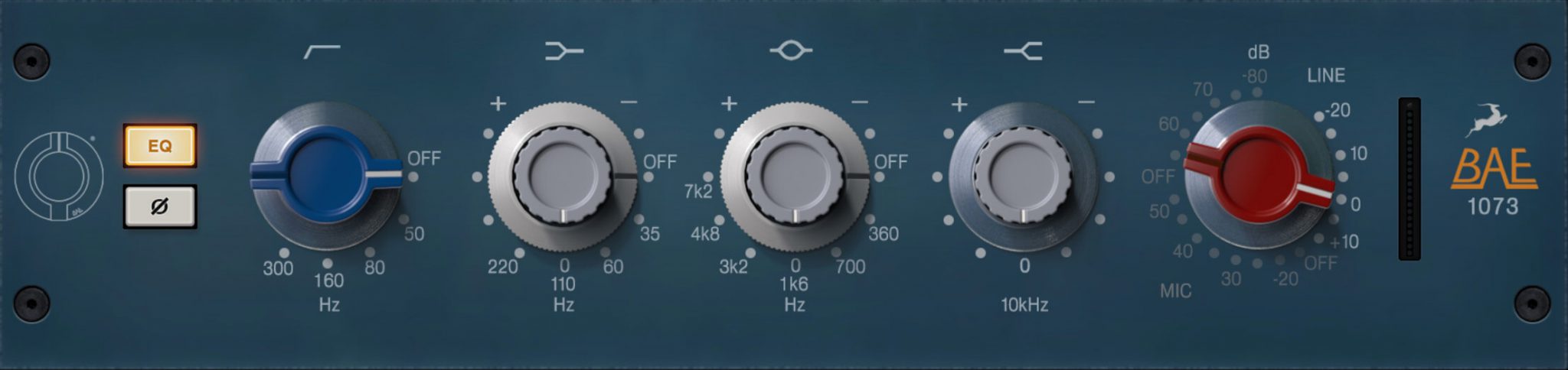 Antelope Audio「BAE-1073」伝説的な3バンド・ハードウェアEQを再現!EQ前のハイパスフィルターでさらなる汎用性と精密性を実現し、トラッキングやミキシングセッションに魔法をかけるイコライザー|DTMプラグインセール