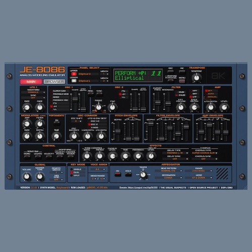 The Usual Suspects「JE-8086」ハードを超える音質とデュアル構成による柔軟な音作りが実現！往年の名機Roland JP-8000を忠実に再現した無料ソフトシンセ｜DTMプラグインセール